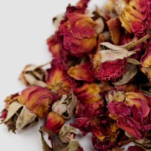 Red Rose Buds with Petals, BULK 2lb | Wholesale Dried Roses | Red Rosebud | Edible, Food Grade Rose