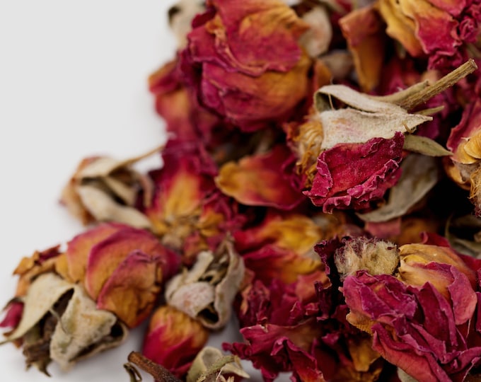 Red Rose Buds with Petals, Organic BULK 2lb | Wholesale Dried Roses | Red Rosebud