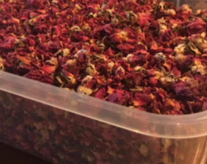 Red Rose Bud & Petal, 1lb | Whole Dried Edible Flower | Rosebud Tea | Rosa Centifolia | for Tea, Tincture, Skincare and rose oil