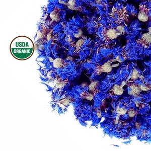 Blue Cornflower, Whole Organic 1lb | Edible Corn Flower Bud & Petal | Centaurea Cyanus Tea