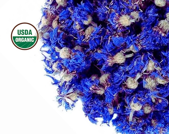 Blue Cornflower, Whole Organic 1lb | Edible Corn Flower Bud & Petal | Centaurea Cyanus Tea