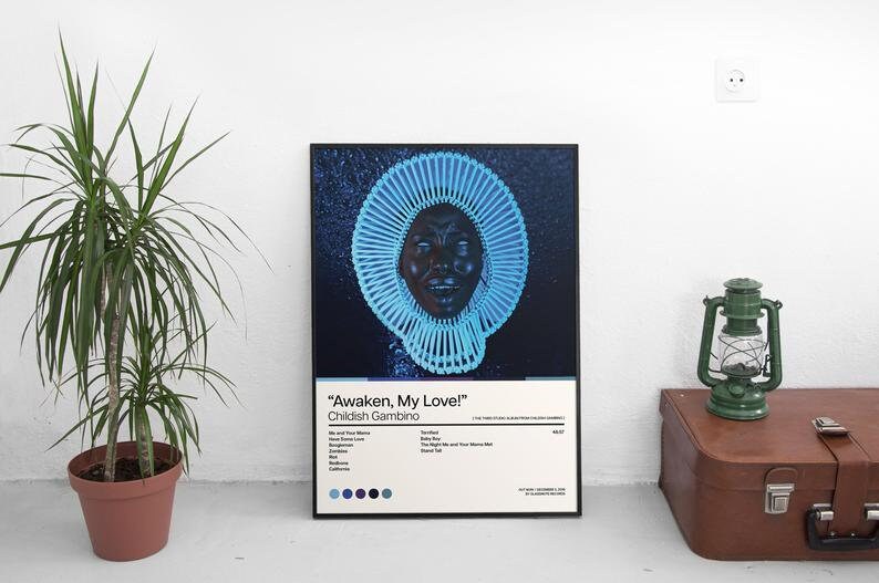 Awaken My Love Album Art Poster Wall Art Print Home Decor Poster Tracklist Multiple Sizes Childish Gambino