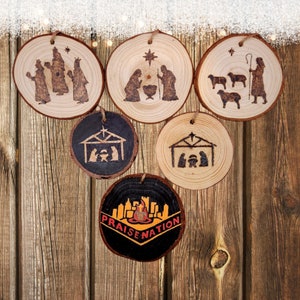 Religious Christmas Ornaments: Three Wise Men, Shepherds Herding Their Sheep, Nativity Scenes, and Praise Nation Logo