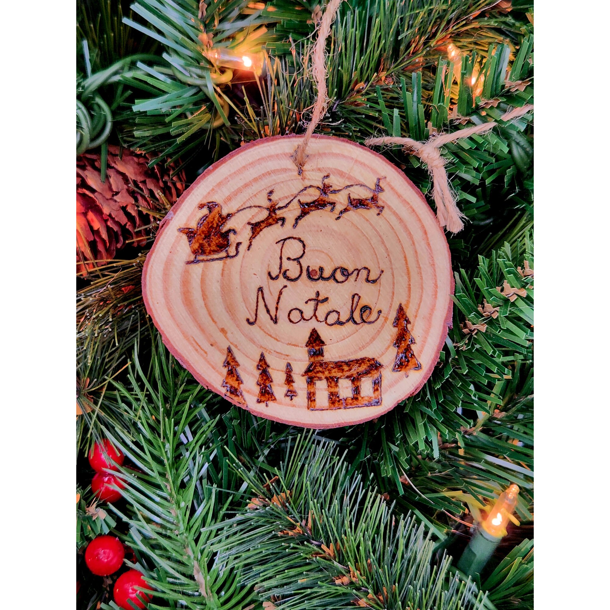 18 Pezzi Ornamenti Natalizi In Legno Da Appendere Pendenti Ciondoli - Foto 5