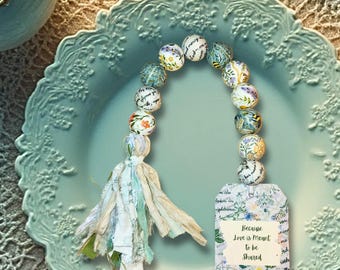 Blumen Holz Perlen Girlande Charm | Quaste Serviettenring, Tischdekoration