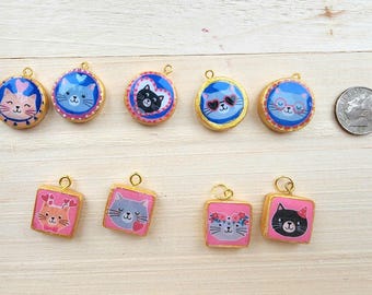 Handgemachte Kawaii Katze Anhänger | Goldfarbener Schmuck-Anhänger