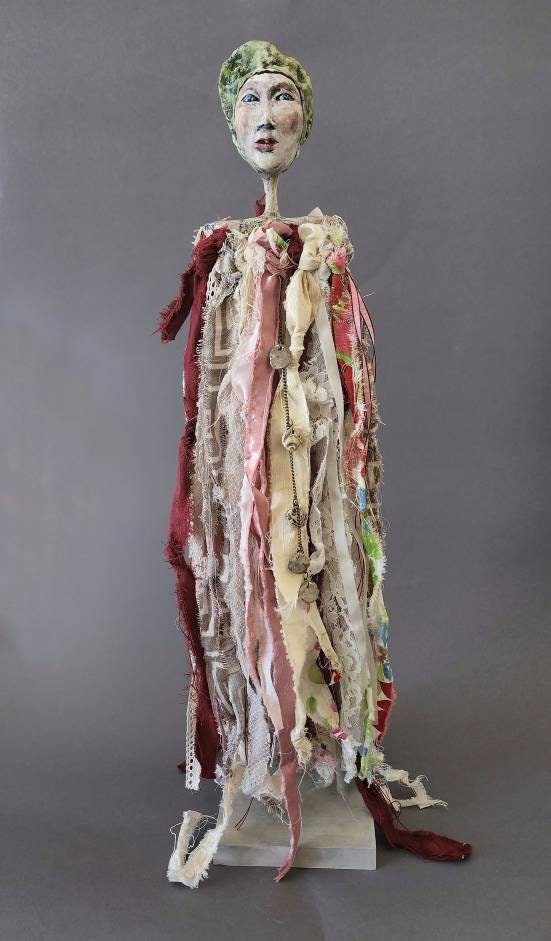 OOAK Doll  - Fine Art Doll - "Nailah" -  Fiber and clay art Doll - Collectible Doll  - Sculpted Doll, folk art  vintage style