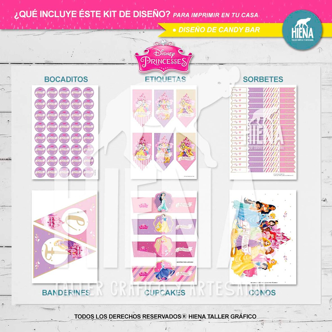 Kit imprimible Princesas de Disney candy bar PERSONALIZADO Etsy
