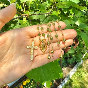 First Communion Rosary Gift - Catholic Gift Ideas - Girl Communion Gift - Boy Communion Gift - Baptism Gift - Baptism Rosary - Jade Rosary