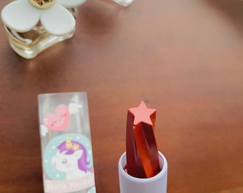 STAR Twisted lipstick-Maple Red-Unicorn case-Handmade-gift-lip tint-wedding-party-fun-red