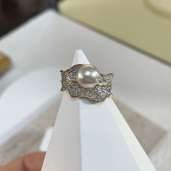 South sea pearl ring |Saltwater Pearl|S925 Sterling Silver|Adjustable size