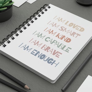 Positive Affirmation Journal, home office decor, mental health notebook counselor, therapy office, therapist gift, Spiral Bound Journal