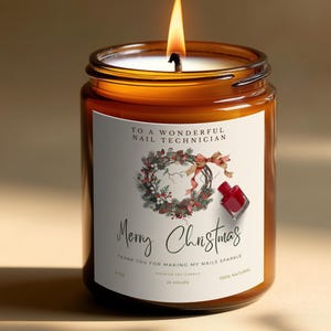 Merry Christmas My Nail Technician Candle Nail Tech Christmas Gift Funny Nail Tech Gift Holiday Candle for Nail Artist Client Gift  Candle