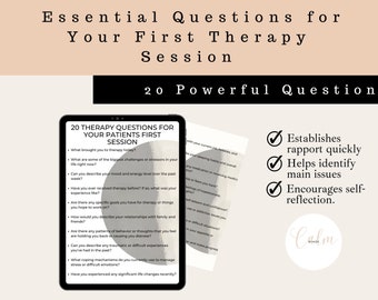 Therapy First Session Questions: Mental Health Conversation Starters (PDF & PNG)