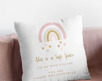 This is a safe space Pillow, Therapist Office Decor, Counselor Office, Mental Health, Safe Space Square Pillow, Mental Health Wall Pillow