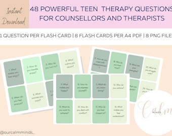 Teen Therapy Question Cards: Mental Health Conversation Starters (PDF)