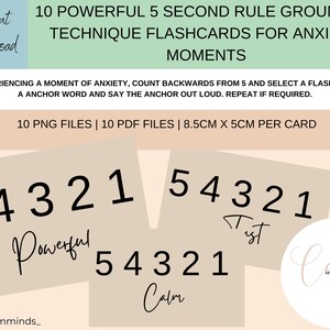 5 Second Rule, Anxiety coping skills cards, grounding cards, anxiety cards, DBT, Coping Strategy Cards, Anxiety Relief, calming corner