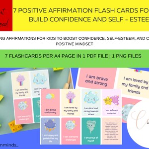 Tarjetas de afirmación para niños, Kit de calma, Tarjetas de positividad, habilidades de afrontamiento, Rincón calmante, Tarjetas de conexión a tierra, Tarjetas para niños Mindfulness