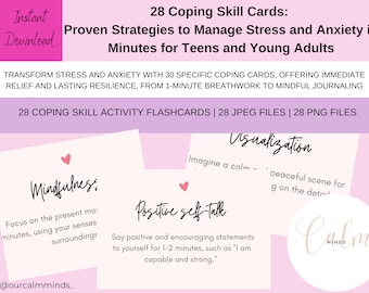 Anxiety Coping Skills Cards: Teen Mental Health (Digital Download)