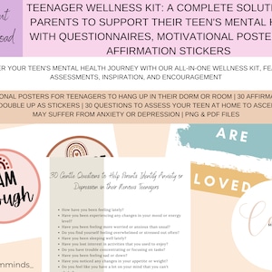 Teen therapy mega worksheet bundle for parents with teens, teenager questions for anxiety, teen motivational posters, teenagers coping skill