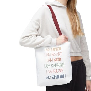 Inspirational Tote Bag: Motivational Affirmations, Reusable Grocery Bag