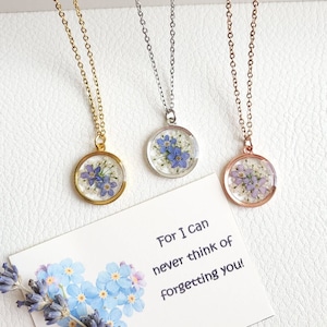 Forget Me Not Necklace Wildflower Necklace Pressed Flower