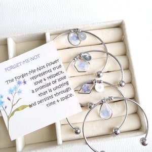 Forget Me Not Bracelet Gift, Handmade Jewelry Gifts for Women, Pressed Flower Bracelet, Personalized Birthday Gifts for Her, Christmas Gift