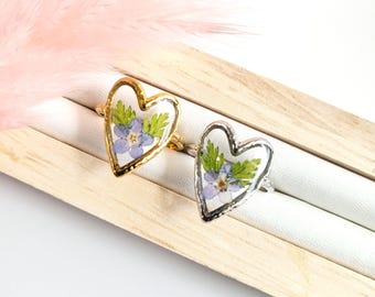 Forget Me Not Flower Ring Pressed Flower Resin Ring Real Flower Jewelry Botanical Ring Gift for Her Birthday Gift