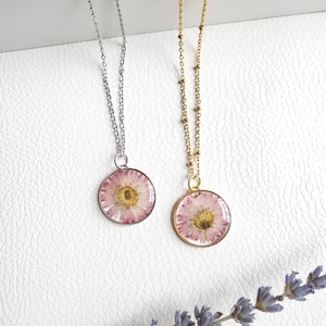 Aster Necklace, September Birth Flower Necklace, Pressed Flower Necklace, Dried Flower Jewelry, Resin Jewelry, Unique Gift for Her, Handmade