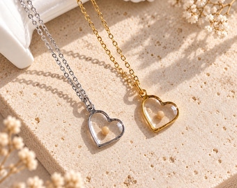 Mustard Seed Heart Necklace, Christian Jewelry Gift