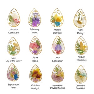 Geburtsmonat Blume Halskette für Frauen, Gepresste Blume Halskette, Echte Blume Halskette, Benutzerdefinierte Brautjungfer Geschenke, Geburtstagsgeschenk für Sie