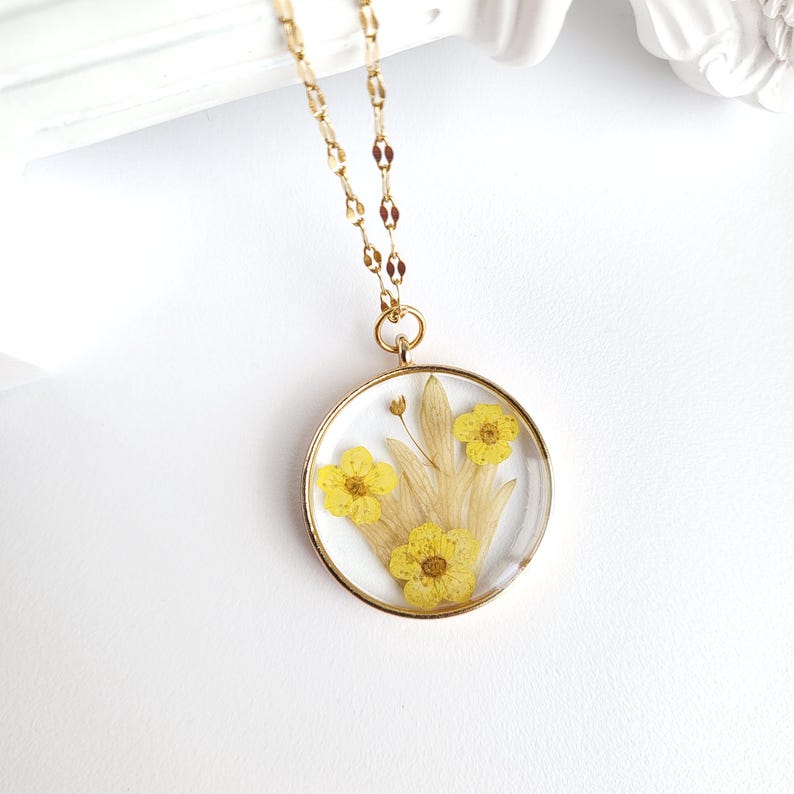 Pressed Flower Resin Jewelry Gifts for Women, Real Flower Necklace