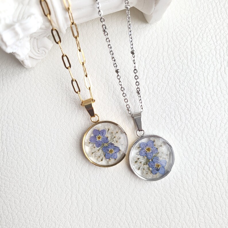 Me Not Flower Jewelry Gift for Her Birthday Unique, Real Flower