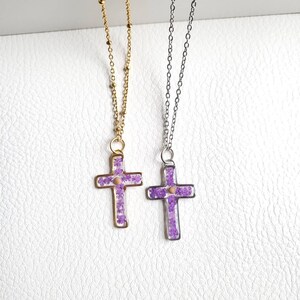 Senapsfröhalsband, korshalsband för kvinnor, unik present till henne, kristen smyckespresent, konfirmationspresent, julklapp, mors dag-present bild 7