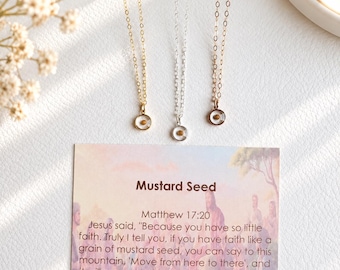 Dainty Mustard Seed Necklace, Christian Faith Jewelry, 14K Gold Filled, Sterling Silver