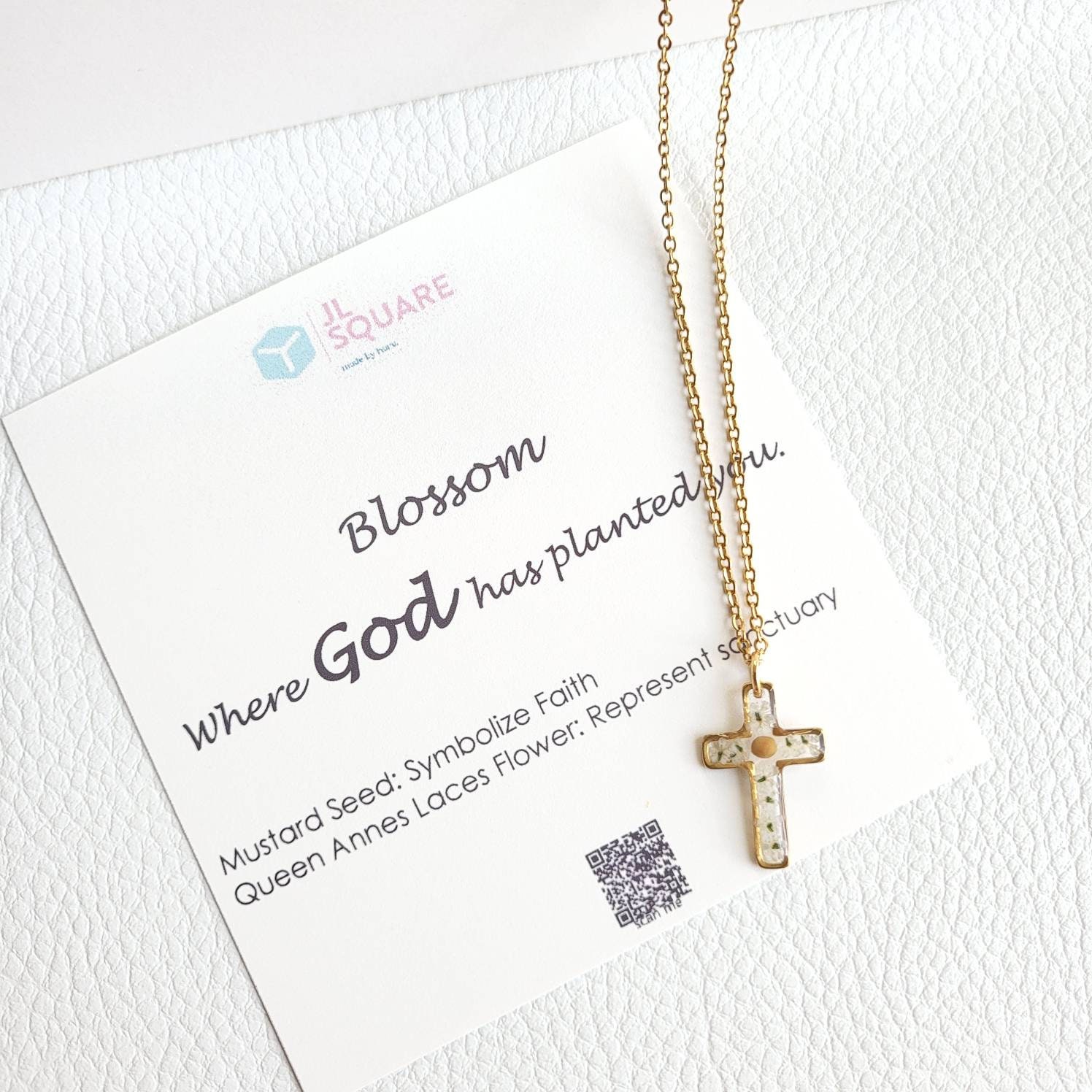 Collana con semi di senape / Regalo cristiano / Collana con versetti della Bibbia / Regalo per la festa della mamma / Regalo per compleanno/battesimo/cresima / Gioielli in resina - Italia