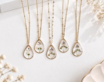 Forget Me Not Seed & Baby's Breath Resin Necklace, Miscarriage Memorial Keepsake
