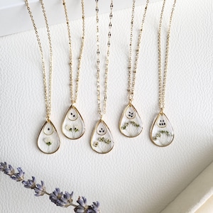 Vergissmeinnicht-Samen-Halskette, zwei Samen des Verlusts, drei Samen Halskette, Harz-Blüten-Schmuck, Geschenk für Verlust, Fehlgeburt Geschenk, Geschenk für Kummer