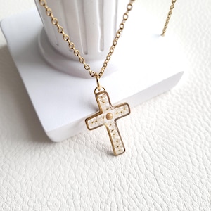 Senapsfröhalsband, korshalsband för kvinnor, unik present till henne, kristen smyckespresent, konfirmationspresent, julklapp, mors dag-present bild 4