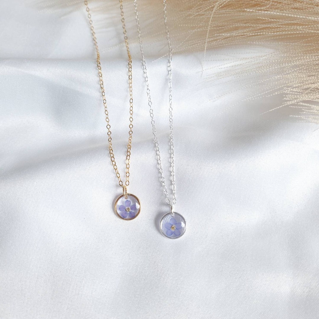 Crystal Forget-Me-Not Flower Necklace
