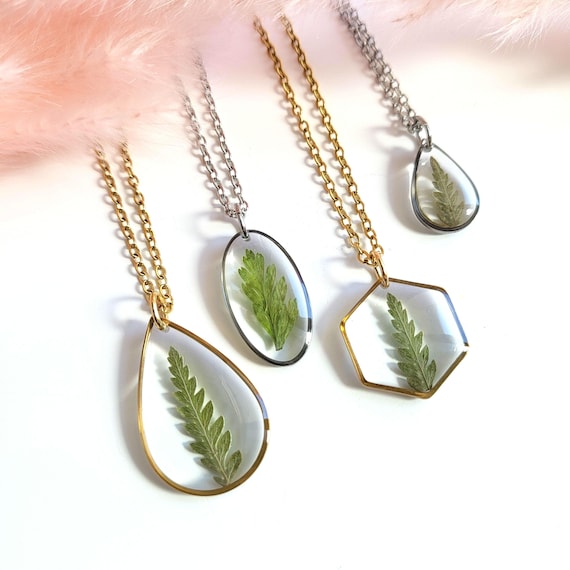 Gepresste Blume Halskette, Farn Blatt Halskette, Farn Schmuck, echte Farn  Halskette, Getrocknete Blume Schmuck, Abschlussgeschenk,  Geburtstagsgeschenk fr sie - Etsy.de
