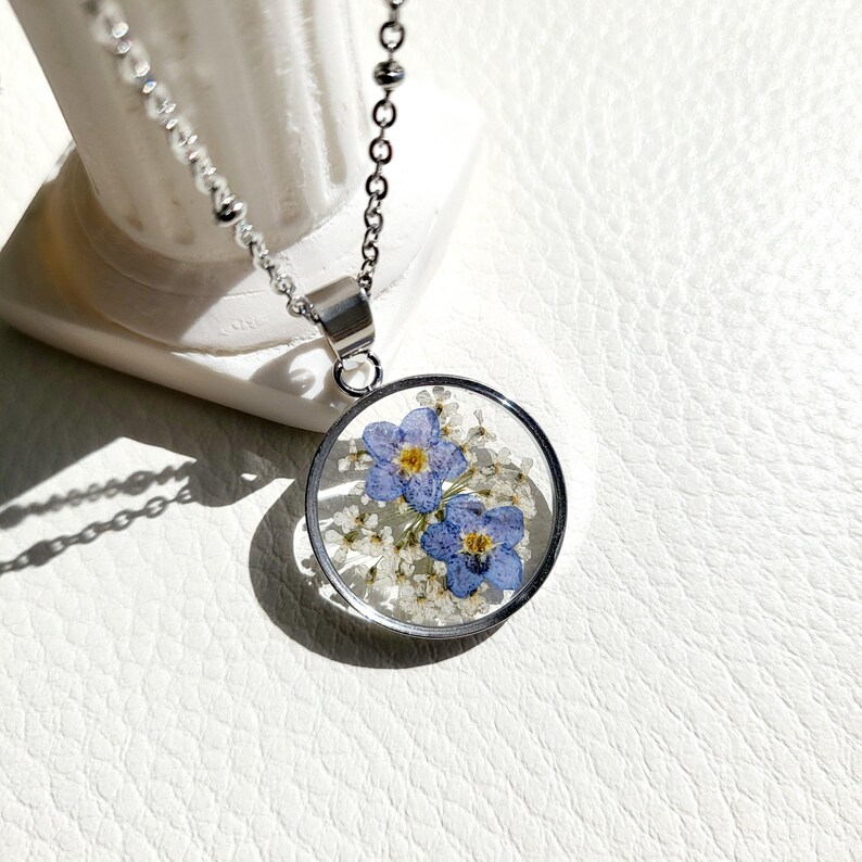 Me Not Flower Jewelry Gift for Her Birthday Unique, Real Flower