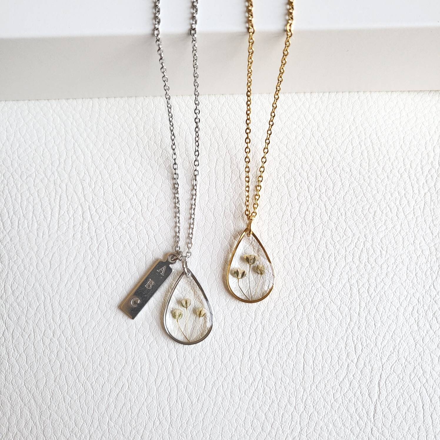 Baby Breath Necklace Birth Month Flower Necklace Miscarriage Etsy