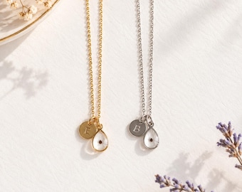 Personalized Forget-Me-Not Seed Necklace, Birth Flower Initial, Memorial Jewelry