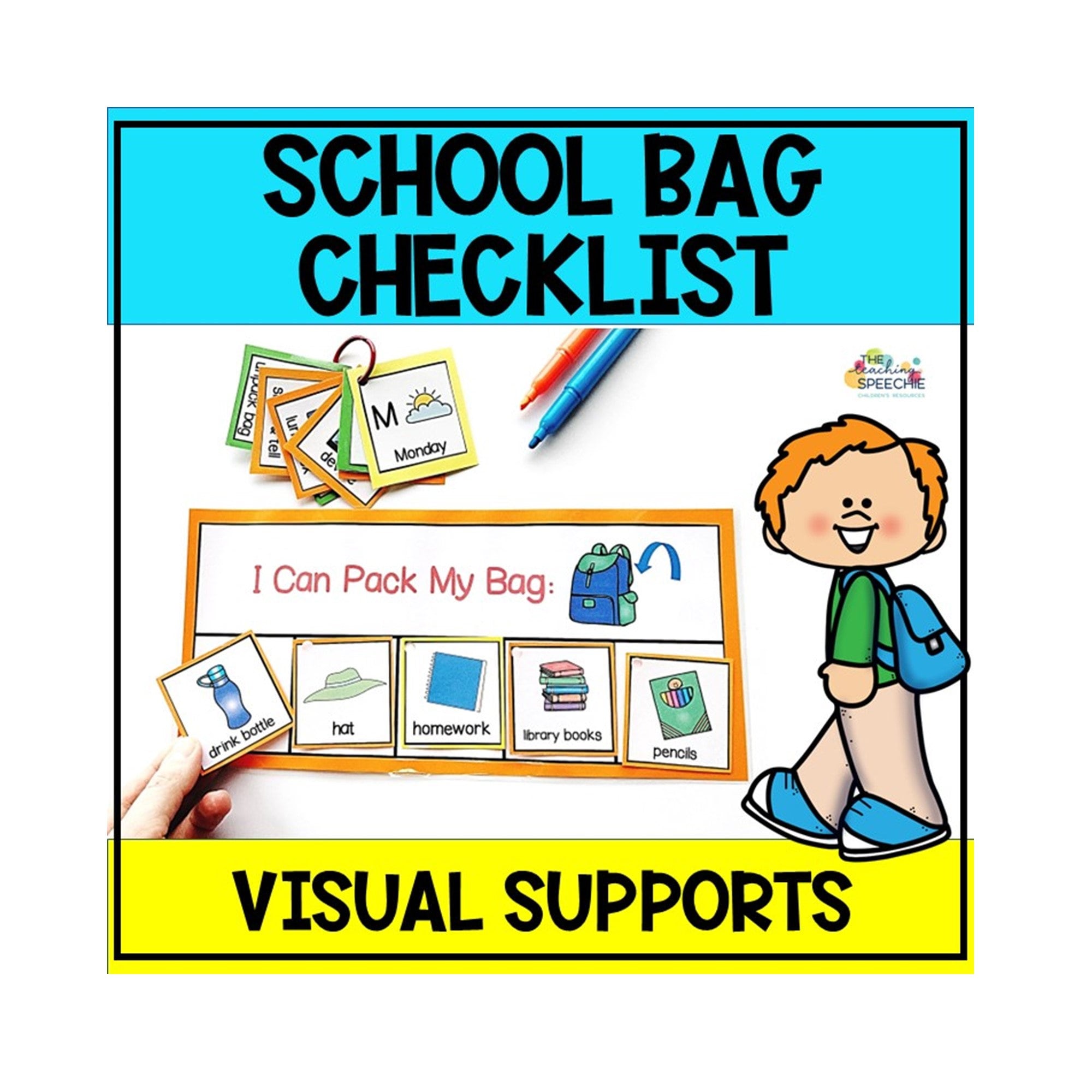 SCHOOL BAG Checklist Visual Supports, Life Skills, School Bag