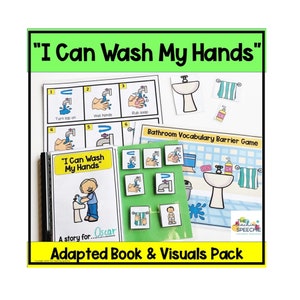 Routine PER LAVARE LE MANI Pacchetto di libri e supporti visivi adattati, Lavarsi le mani, Igiene, Passaggi di addestramento alla toilette, Libri adattati, Abilità di vita