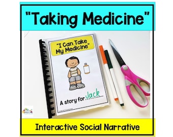 TAKING MEDICINE Printable Social Story, Health Visuals for Children, Autism Social Story, Life Skills Social Story, Early Intervention