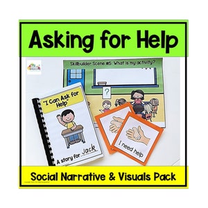 Pidiendo ayuda Historia social, Autismo Historia social imprimible, Pidiendo ayuda, Autismo, Habilidades sociales, Transición escolar, Narrativa social