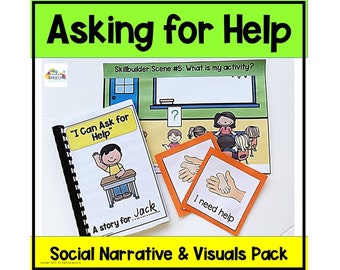 Asking for Help Social Story, Autism Printable Social Story, Asking for Help, Autism, Social Skills, School Transition, Social Narrative