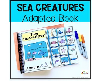 Sea Creatures Interactive Adapted Book, Printable Adapted Book, Ocean Animals Adapted Book for Autism, Early Literacy, Early Reading, Prek